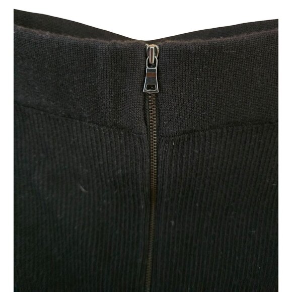 Black wool blend Ribbed Knit Pencil Skirt chic old money goth dark Academia - Picture 4 of 6